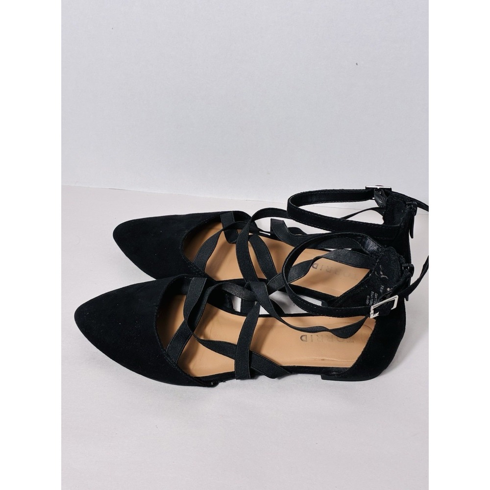 Torrid Flats Women's 7WW Black Ankle Strappy Zipper Closure Faux Suede Shoes